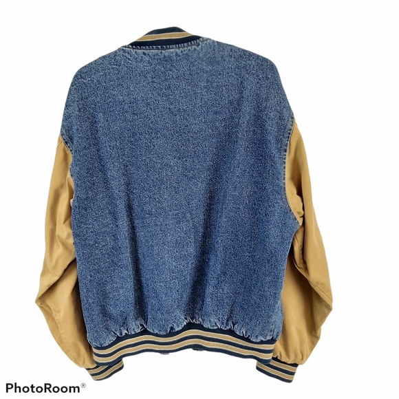 Vintage Contrast Denim Bomber Jacket sz Medium - Picture 3 of 13